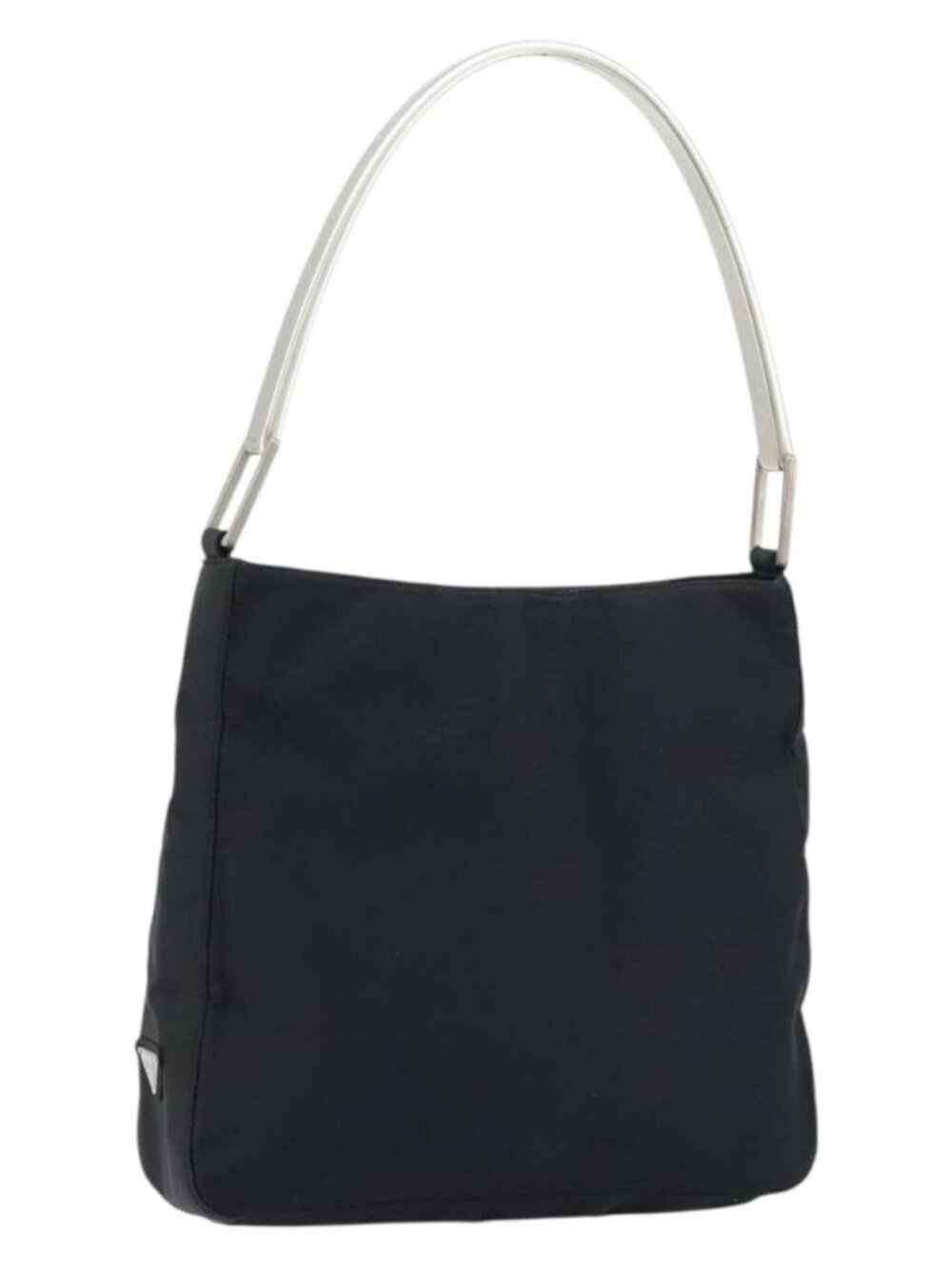 PRADA Shoulder Bag Nylon Black Silver Auth gh1829